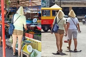 Туристки в Таиланде начали носить на головах пароварки для риса